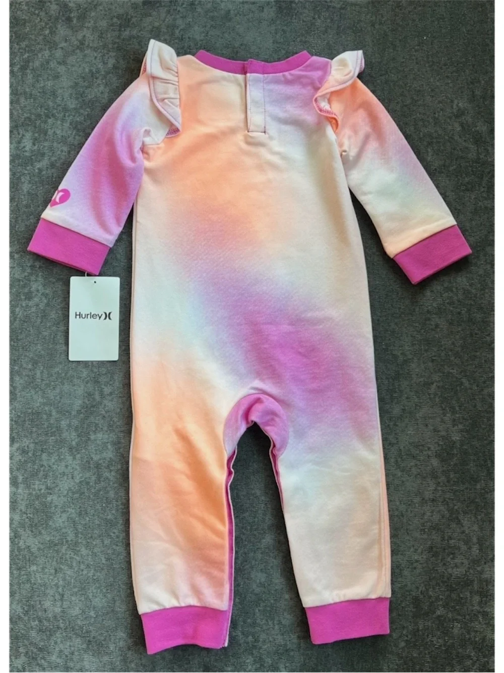 NWT Hurley Baby Girls Tie Dye Long Sleeve One Piece Romper Size 12 Months
